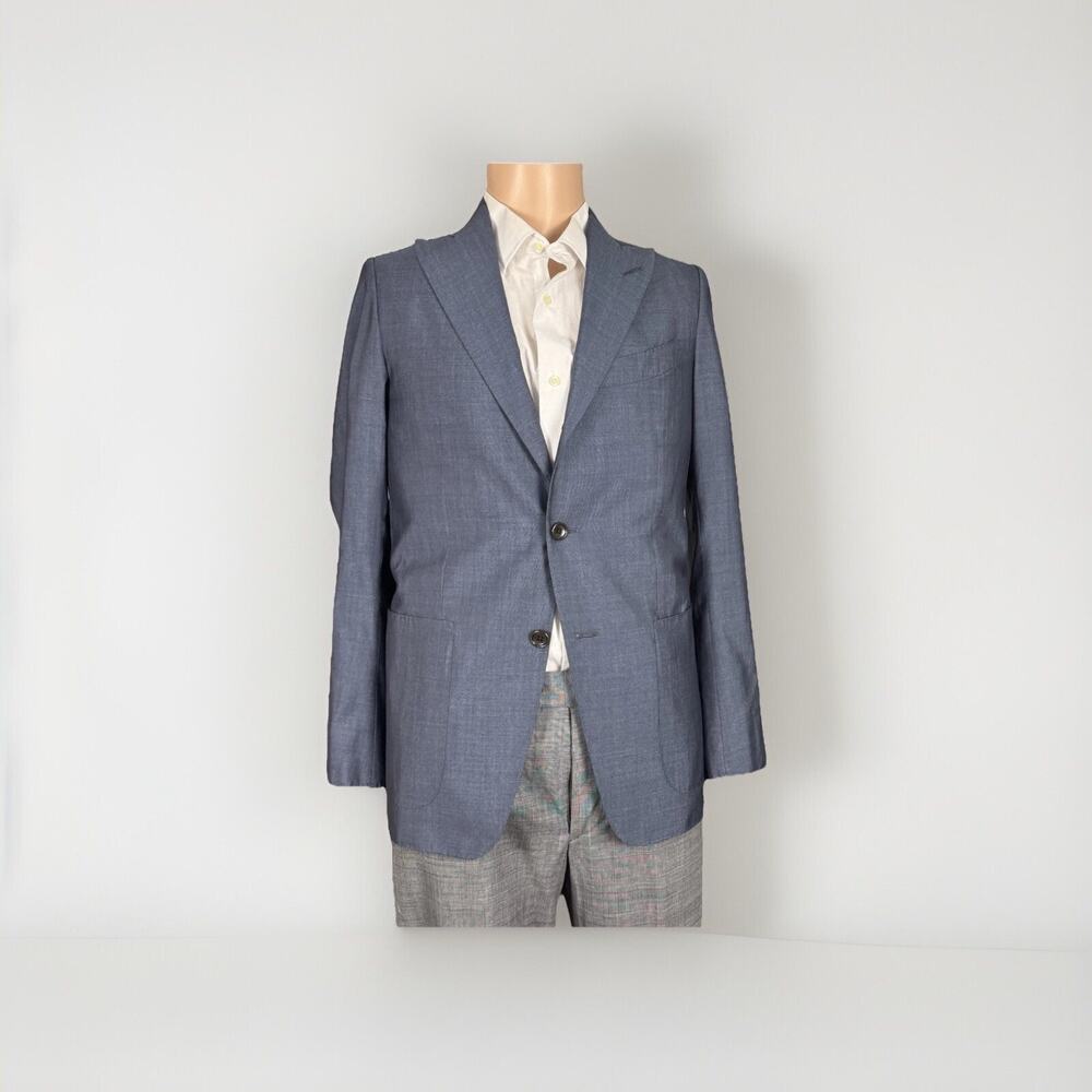 Tom Ford Wool Silk Sport Jacket Blue Peak Lapel 48 IT/ 38 US